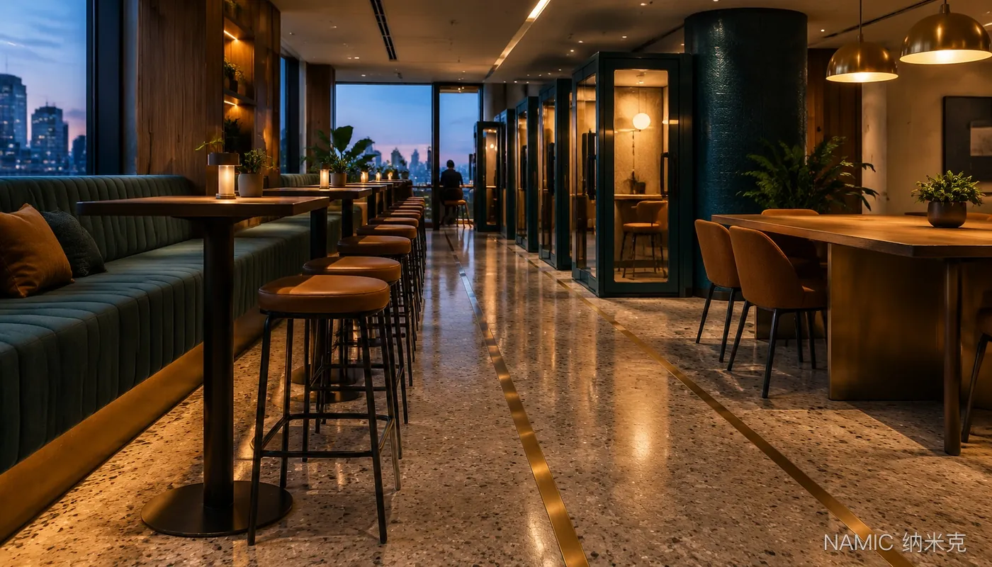 共享办公空间家具配置情景推演：模块化桌椅、协作区与休闲座位配图