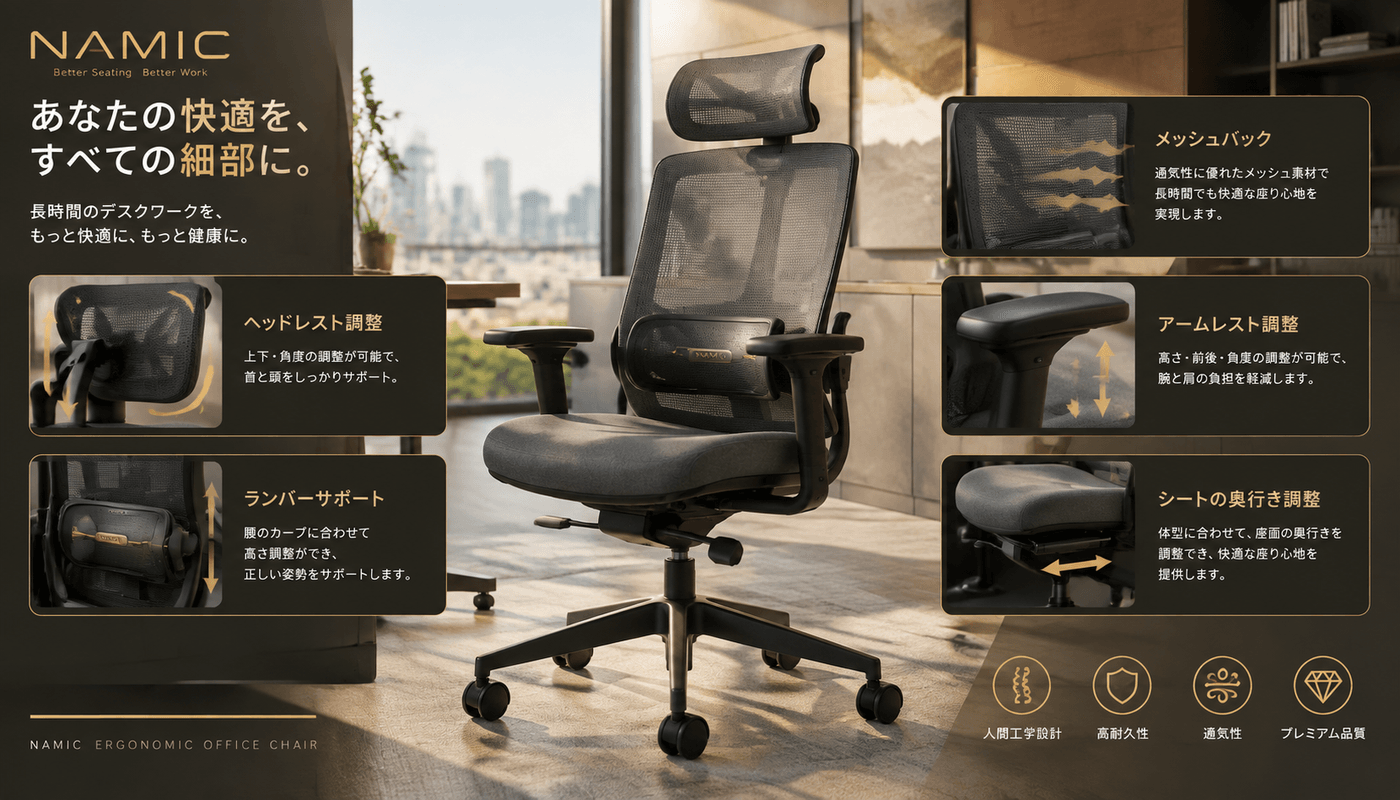 NAMIC 纳米克办公家具知识文章配图|人体工学办公椅怎么选?从参数到试坐的完整指南